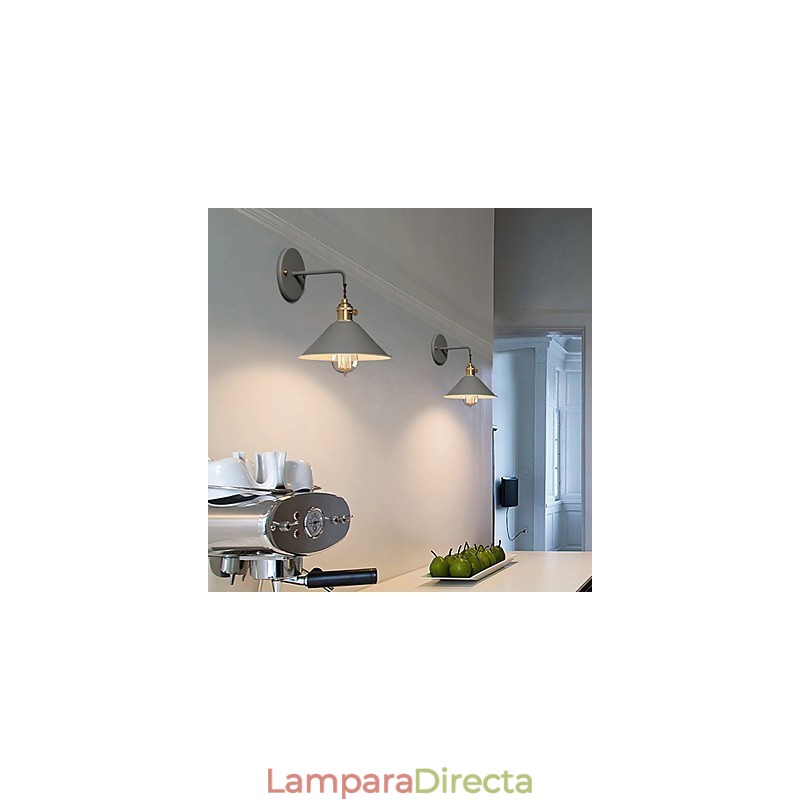 Lámpara de pared con bombillas industriales de tamaño pequeño, estilo vintage retro, de metal, para pasillo