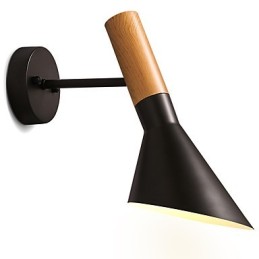 Lámparas de pared de metal con vetas de madera estilo norte de Europa para sala de estar, restaurante, ángulo de luz ajustable