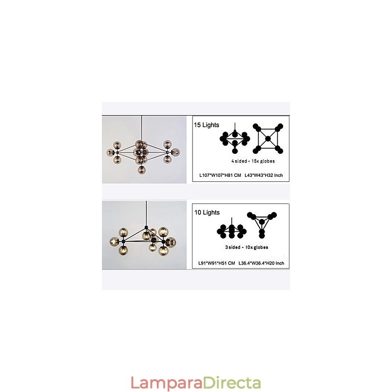 Lámpara de araña retro para sala de estar, exterior, garaje, metal.