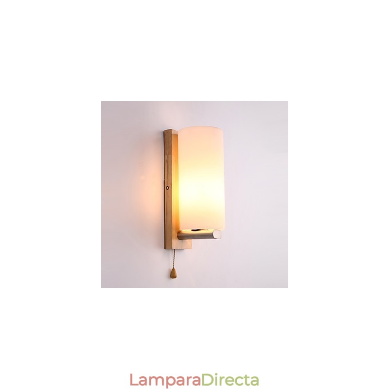 Aplique de pared con luz ambiental de estilo mini, novedoso, con protección para los ojos, de madera de troncos, para dormitorio y mesita de noche.