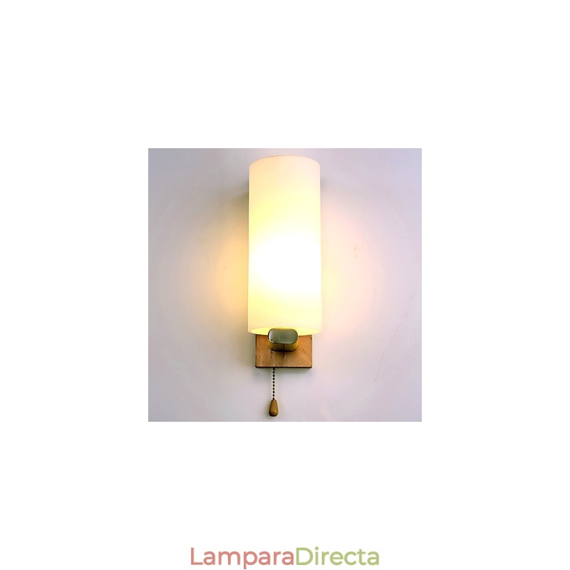 Aplique de pared con luz ambiental de estilo mini, novedoso, con protección para los ojos, de madera de troncos, para dormitorio y mesita de noche.