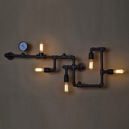 Lámparas de pared industriales tipo loft, apliques de pared Edison antiguos con bombillas, lámpara de pared de tubo vintage para iluminación de sala de estar.