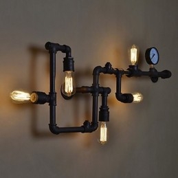 Lámparas de pared industriales tipo loft, apliques de pared Edison antiguos con bombillas, lámpara de pared de tubo vintage para iluminación de sala de estar.
