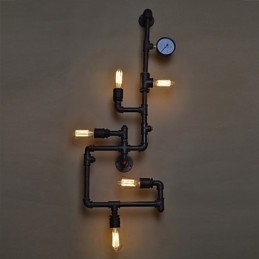 Lámparas de pared industriales tipo loft, apliques de pared Edison antiguos con bombillas, lámpara de pared de tubo vintage para iluminación de sala de estar.