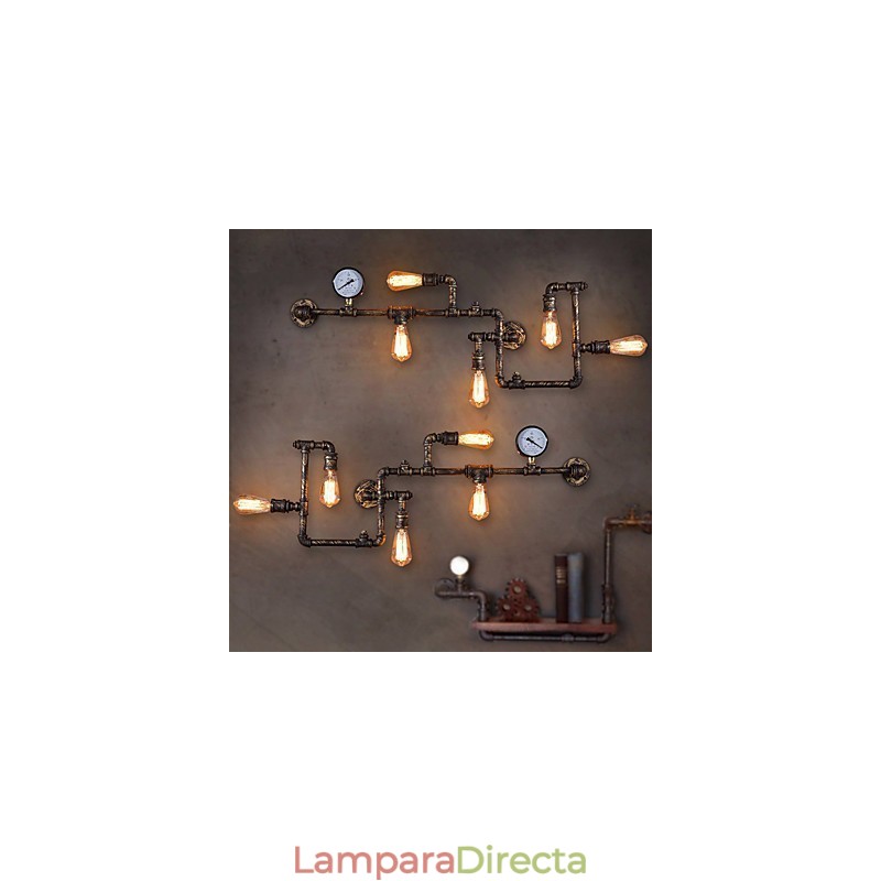 Lámparas de pared industriales tipo loft, apliques de pared Edison antiguos con bombillas, lámpara de pared de tubo vintage para iluminación de sala de estar.