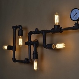 Lámparas de pared industriales tipo loft, apliques de pared Edison antiguos con bombillas, lámpara de pared de tubo vintage para iluminación de sala de estar.