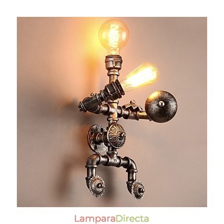 Lámparas de pared con diseño de tubería de agua para loft, estilo industrial retro, diseño de robot creativo, de metal, para restaurantes, cafeterías, bares, mesas de bar, apliques de pared Lámparas de pared con diseño de tubería de agua para loft, estilo industrial retro, diseño de robot creativo, de metal, para restaurantes, cafeterías, bares, mesas de bar, apliques de pared