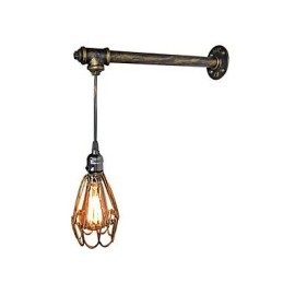 Lámpara de pared vintage tipo loft para restaurante, cafetería, pasillo, bar, lámpara de pared de jaula de hierro, iluminación industrial de tubos de hierro