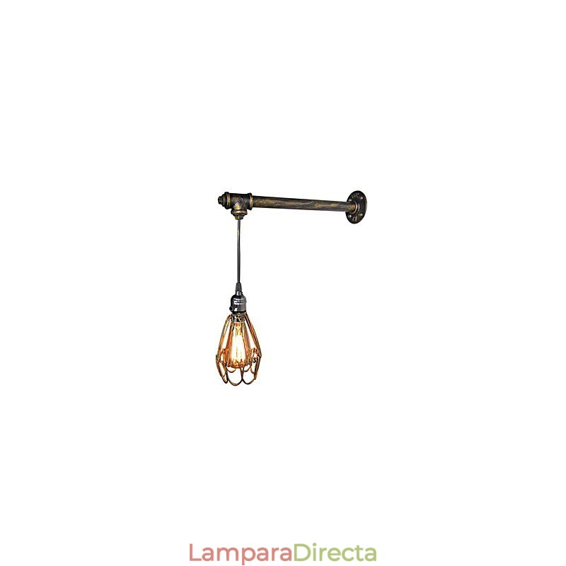 Lámpara de pared vintage tipo loft para restaurante, cafetería, pasillo, bar, lámpara de pared de jaula de hierro, iluminación industrial de tubos de hierro