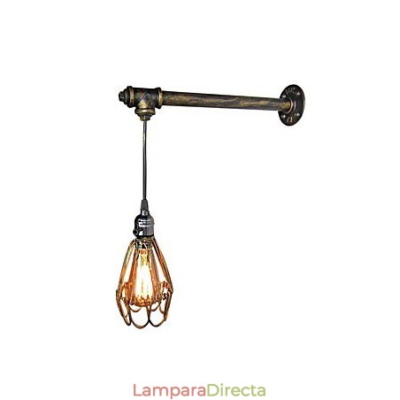 Lámpara de pared vintage tipo loft para restaurante, cafetería, pasillo, bar, lámpara de pared de jaula de hierro, iluminación industrial de tubos de hierro Lámpara de pared vintage tipo loft para restaurante, cafetería, pasillo, bar, lámpara de pared de jaula de hierro, iluminación industrial de tubos de hierro