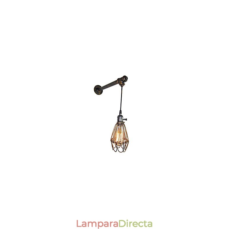 Lámpara de pared vintage tipo loft para restaurante, cafetería, pasillo, bar, lámpara de pared de jaula de hierro, iluminación industrial de tubos de hierro