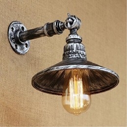 Lámpara de pared estilo industrial estilo nórdico con tubería de agua, color plateado