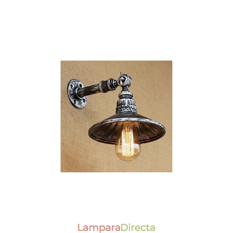 Lámpara de pared estilo industrial estilo nórdico con tubería de agua, color plateado