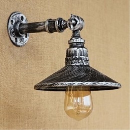 Lámpara de pared estilo industrial estilo nórdico con tubería de agua, color plateado