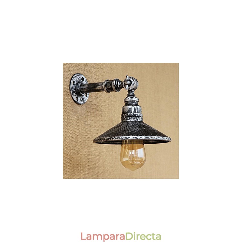 Lámpara de pared estilo industrial estilo nórdico con tubería de agua, color plateado