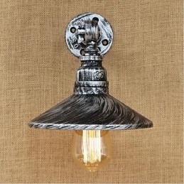 Lámpara de pared estilo industrial estilo nórdico con tubería de agua, color plateado