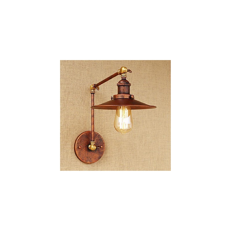 Aplique de pared plegable retráctil nostálgico industrial retro de brazo largo con aspecto oxidado.