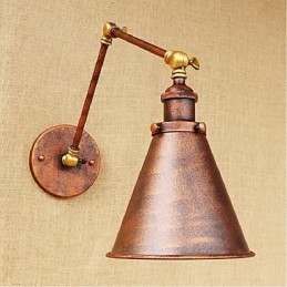 Aplique de pared plegable retráctil nostálgico retro creativo de medio óxido con brazo largo