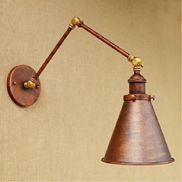 Aplique de pared plegable retráctil nostálgico retro creativo de medio óxido con brazo largo