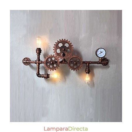 Lámparas de pared de tubo industriales vintage con forma de engranaje de madera, luces giratorias creativas, iluminación decorativa para restaurantes, cafeterías y bares. Lámparas de pared de tubo industriales vintage con forma de engranaje de madera, luces giratorias creativas, iluminación decorativa para restaurantes, cafeterías y bares.