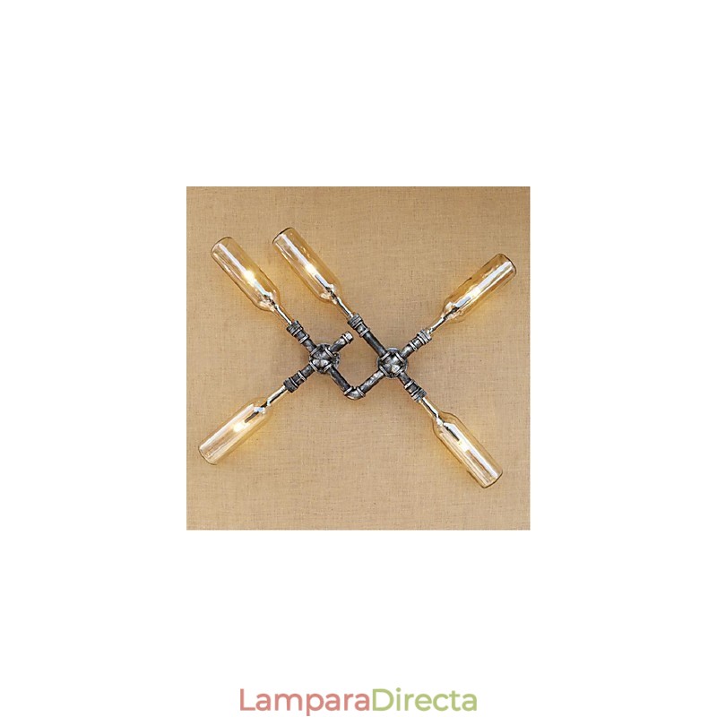Apliques de pared con luz ambiental de estilo rústico tipo cabaña.
