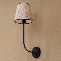 Lámpara de pared moderna, sucinta, de moda, para bar, restaurante, desayuno nostálgico, cubierta de tela, de hierro forjado curvado