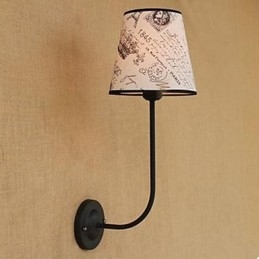 Lámpara de pared moderna, sucinta, de moda, para bar, restaurante, desayuno nostálgico, cubierta de tela, de hierro forjado curvado