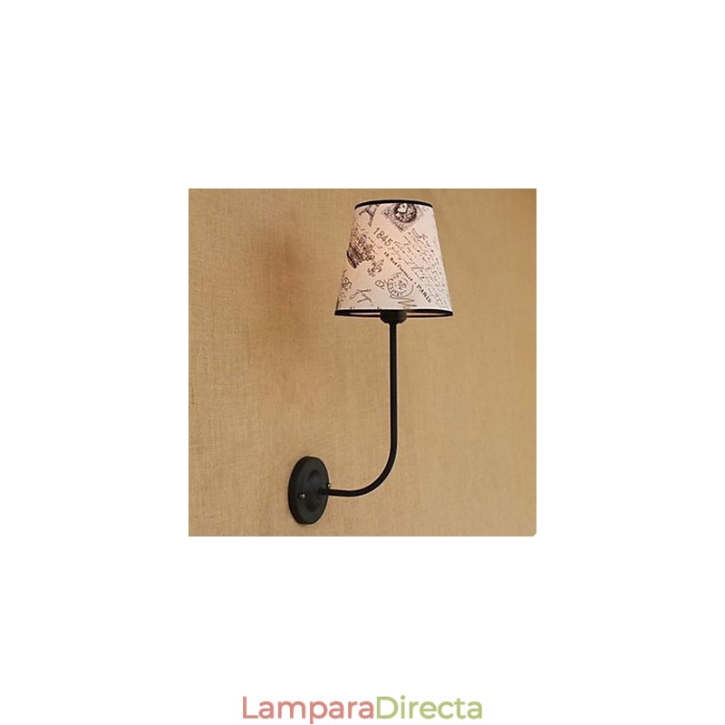 Lámpara de pared moderna, sucinta, de moda, para bar, restaurante, desayuno nostálgico, cubierta de tela, de hierro forjado curvado