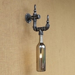 Lámpara de pared con interruptor para botella de agua, estilo retro nostálgico con personalidad para cafetería, bar, restaurante, pasillo