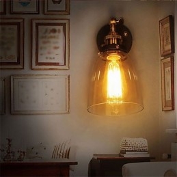 Aplique de pared industrial Edison Simplicity de vidrio con base de metal para comedor, sala de estudio, oficina, pasillo, luz de pared