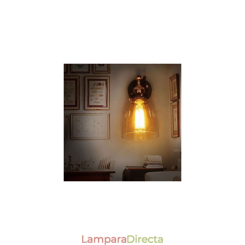 Aplique de pared industrial Edison Simplicity de vidrio con base de metal para comedor, sala de estudio, oficina, pasillo, luz de pared