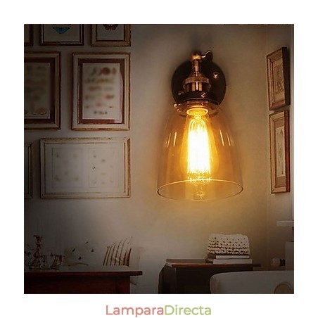 Aplique de pared industrial Edison Simplicity de vidrio con base de metal para comedor, sala de estudio, oficina, pasillo, luz de pared Aplique de pared industrial Edison Simplicity de vidrio con base de metal para comedor, sala de estudio, oficina, pasillo, luz de pared