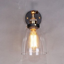 Aplique de pared industrial Edison Simplicity de vidrio con base de metal para comedor, sala de estudio, oficina, pasillo, luz de pared