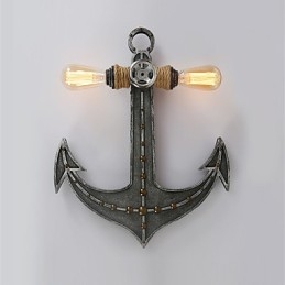 Lámparas de pared industriales vintage con forma de ancla de barco de madera, iluminación creativa para decoración de restaurantes, cafeterías y bares.