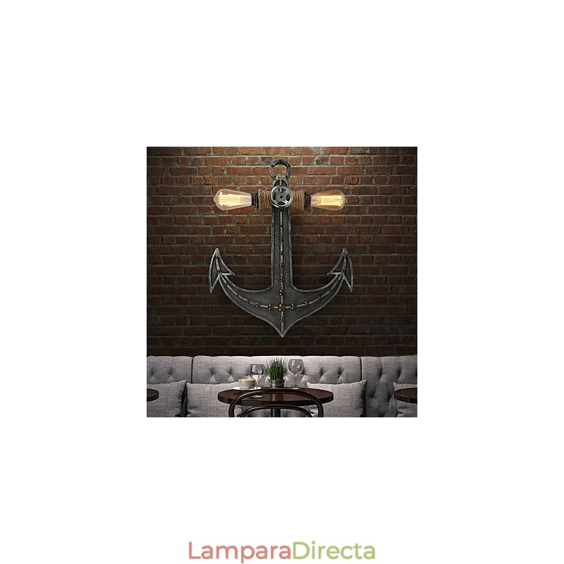 Lámparas de pared industriales vintage con forma de ancla de barco de madera, iluminación creativa para decoración de restaurantes, cafeterías y bares.