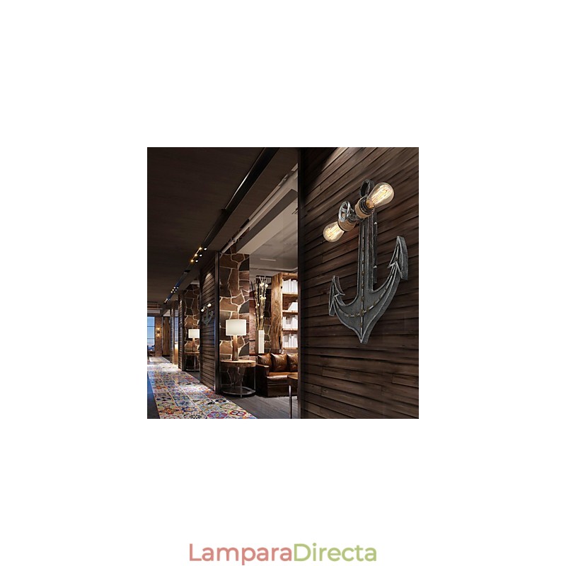 Lámparas de pared industriales vintage con forma de ancla de barco de madera, iluminación creativa para decoración de restaurantes, cafeterías y bares.