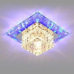 Mini lámpara de techo de cristal, foco de 3 W, lámpara creativa, tubo de luz, luz de cúpula cuadrada de colores.