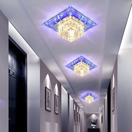 Mini lámpara de techo de cristal, foco de 3 W, lámpara creativa, tubo de luz, luz de cúpula cuadrada de colores.