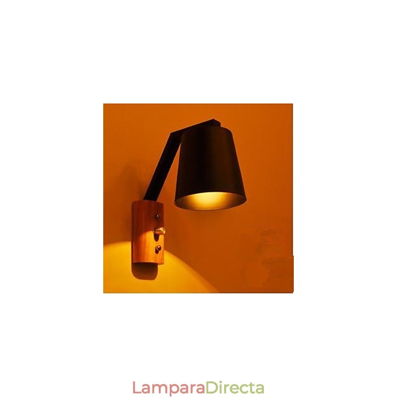 Lámpara de cama de hierro y madera cálida con personalidad creativa y interruptor para estudio en pasillo nórdico