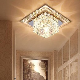 Mini lámpara de techo de cristal, foco de 3 W, lámpara creativa, tubo de luz, luz de cúpula cuadrada de colores.