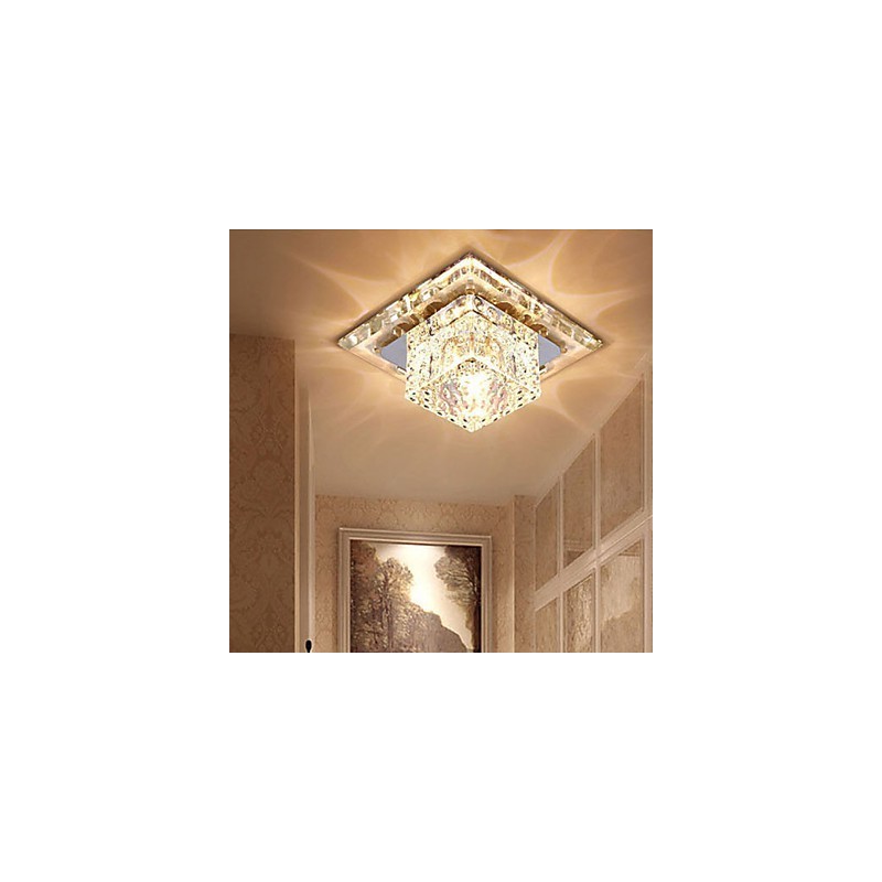 Mini lámpara de techo de cristal, foco de 3 W, lámpara creativa, tubo de luz, luz de cúpula cuadrada de colores.