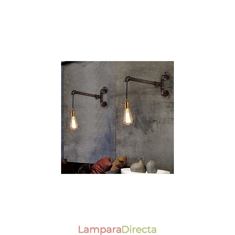Lámparas de pared de tubo industriales vintage con interruptor, luces creativas para restaurante, cafetería, bar, decoración, iluminación con 1 luz, acabado pintado.