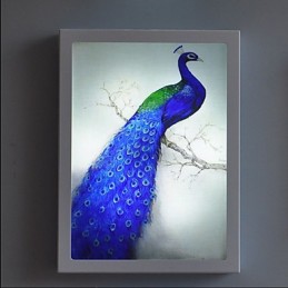 Pintura contemporánea moderna integrada para apliques de pared con luz ambiental.