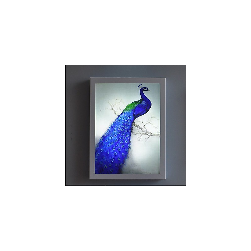Pintura contemporánea moderna integrada para apliques de pared con luz ambiental.
