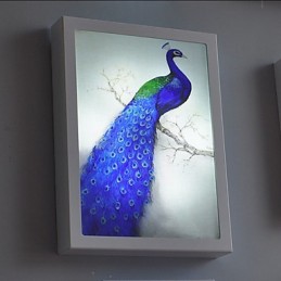 Pintura contemporánea moderna integrada para apliques de pared con luz ambiental.