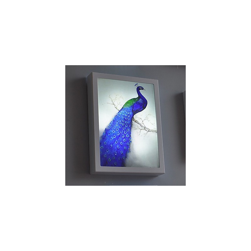 Pintura contemporánea moderna integrada para apliques de pared con luz ambiental.