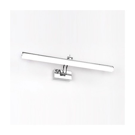 Lámpara de pared moderna y contemporánea integrada en cromo para iluminación ambiental de baño. Lámpara de pared moderna y contemporánea integrada en cromo para iluminación ambiental de baño.