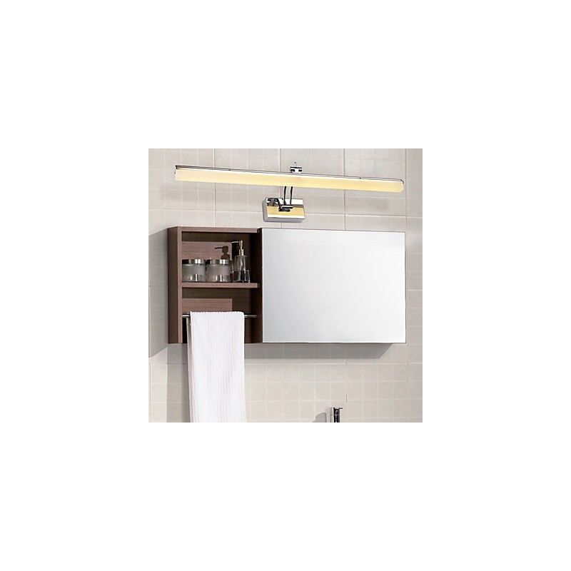 Lámpara de pared moderna y contemporánea integrada en cromo para iluminación ambiental de baño.