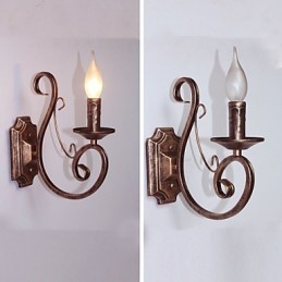 Mini lámpara de pared retro para pasillo, de metal, con forma de vela.