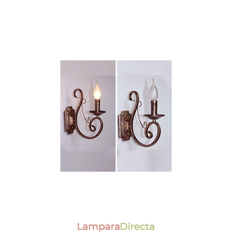 Mini lámpara de pared retro para pasillo, de metal, con forma de vela.